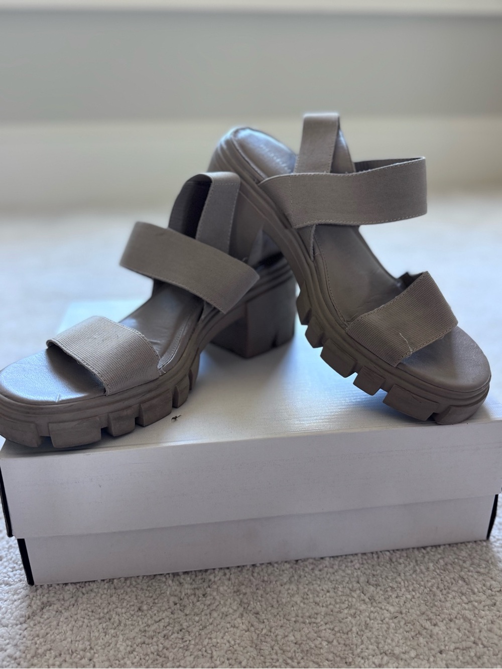 Madden Girl Lug Sole Sandals in Taupe